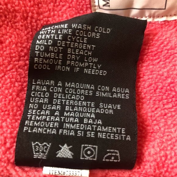 London Fog Hooded Fleece Lined Girls Coat Full Zip Purple with Pink Hearts Sze 5 - Picture 12 of 14